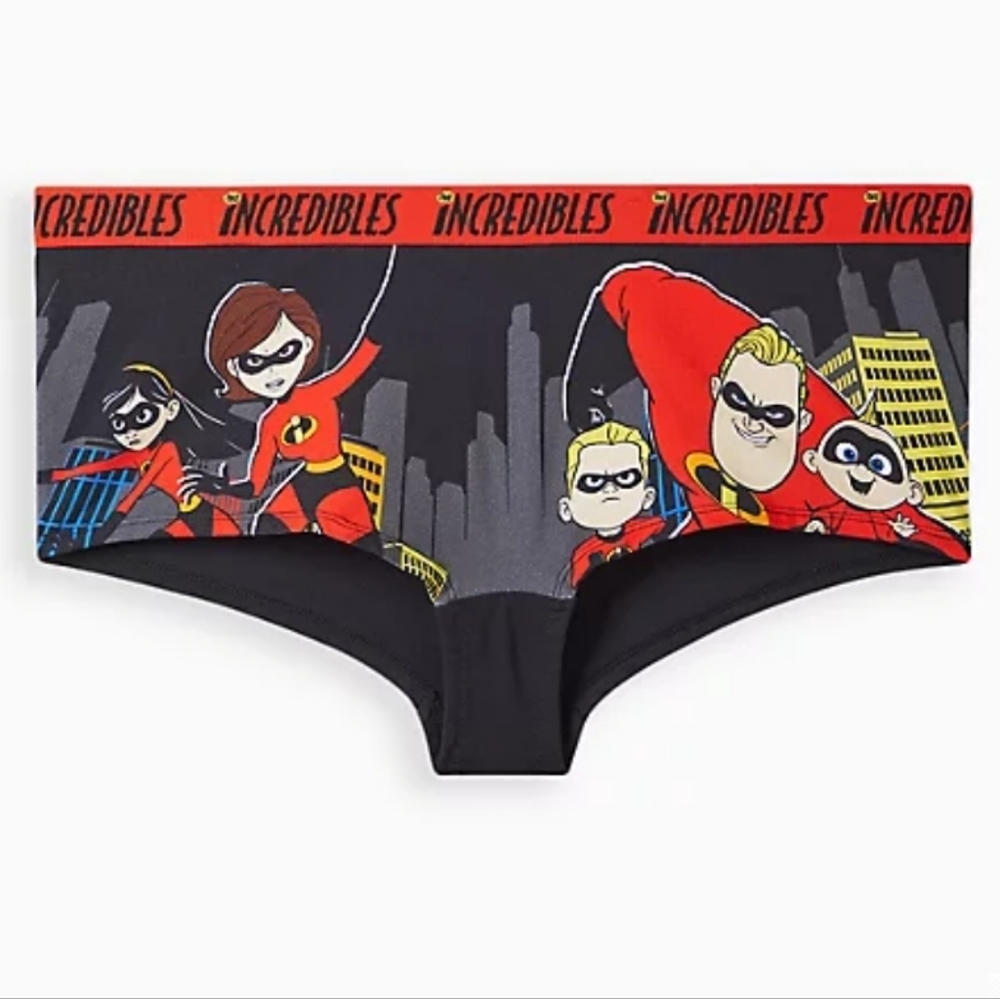 🆕️ 2X THE INCREDIBLES BOYSHORT PANTY - COTTON BLACK/RED